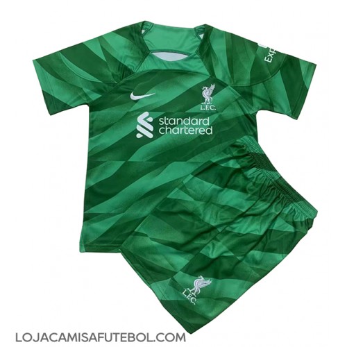 Camisa de Futebol Liverpool Goleiro Equipamento Alternativo Infantil 2023-24 Manga Curta (+ Calças curtas)